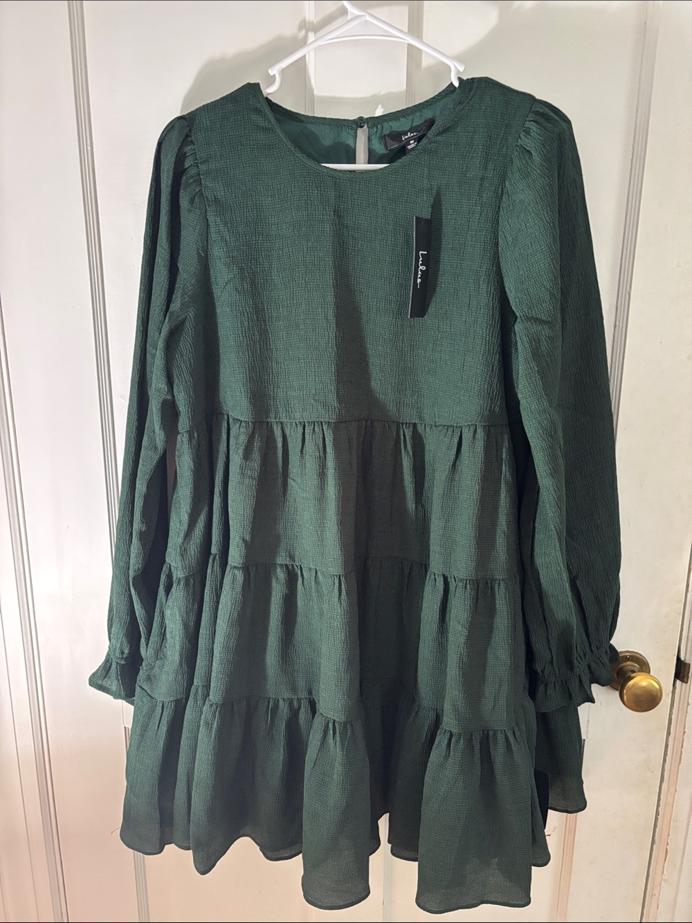 Lulu's Dark Green Tiered Long-Sleeve Women’s Dress #5